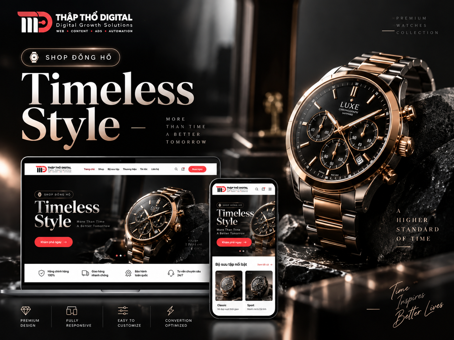Concept website shop đồng hồ cao cấp do TTD thiết kế